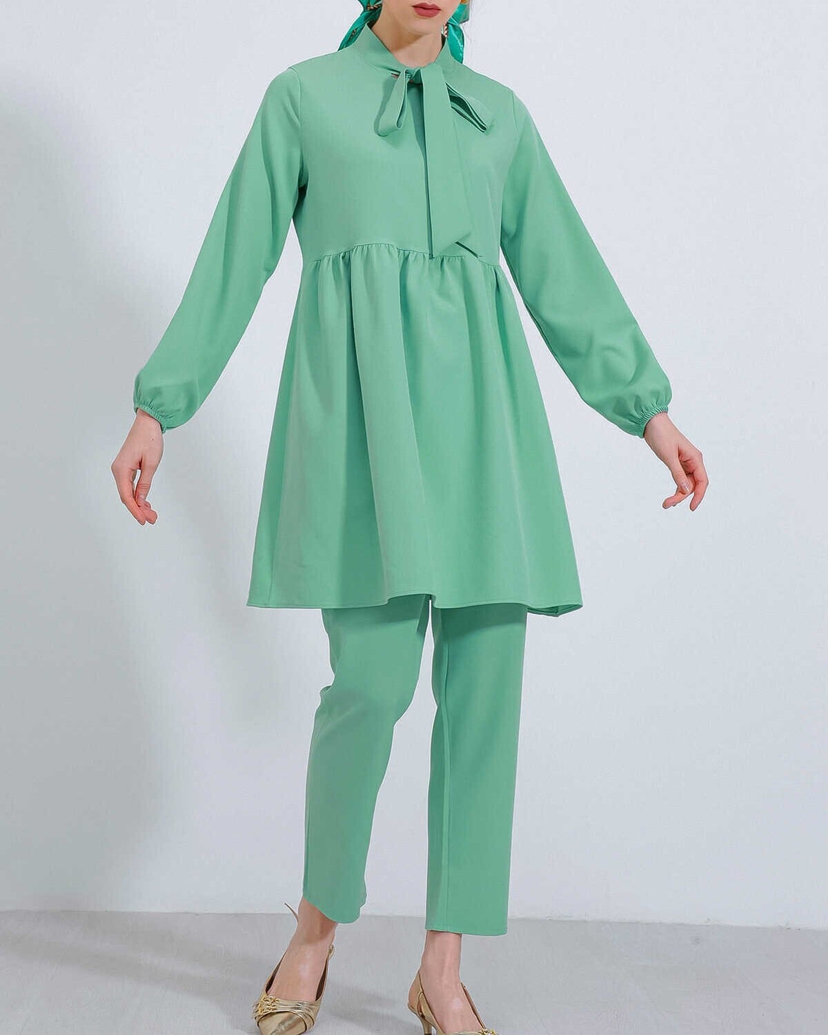 Women's Mint Knit Tunic and Trousers Two-Piece Modest Set 6654 - Bigdart - by Peralane - photo 3