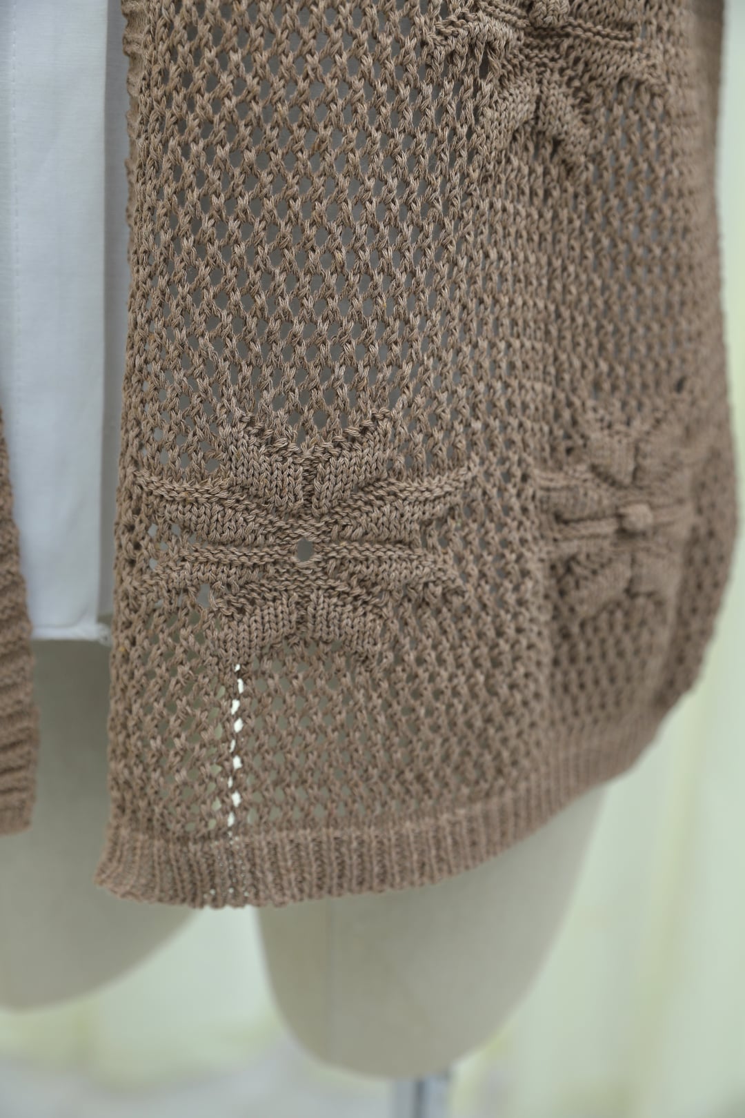 Floral Openwork Knit Cardigan - Light Brown - Podyumplus - by Peralane - photo 6