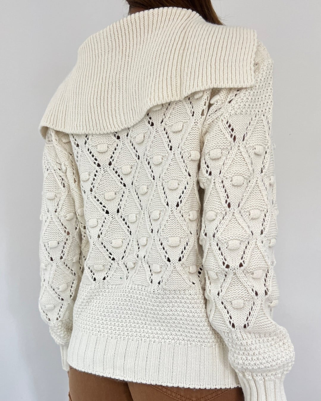Hooded Button-Front Textured Knit Cardigan - Ecru - Podyumplus - by Peralane - photo 8