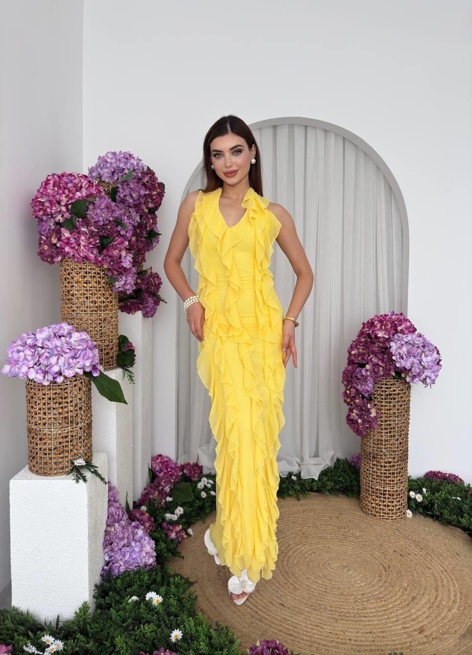 Lea Ruffled Yellow Dress ETK-00690 - Etika - by Peralane - photo 4