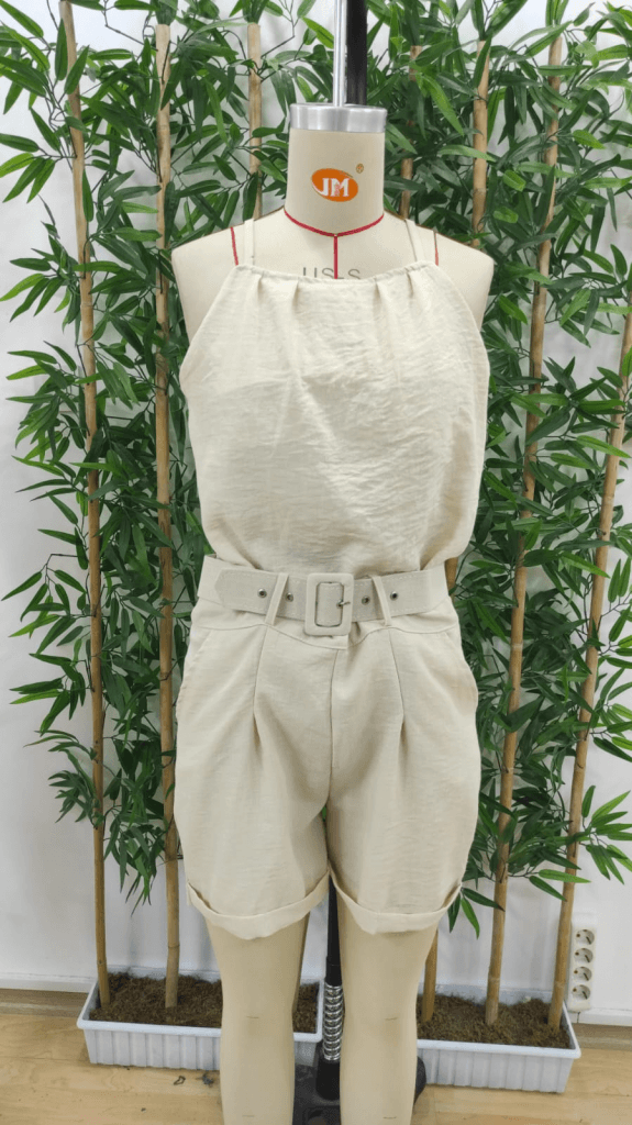 Women's Halter Neck Sleeveless Top and High-Waist Shorts Two-Piece Set in Beige - Janes - by Peralane - photo 4