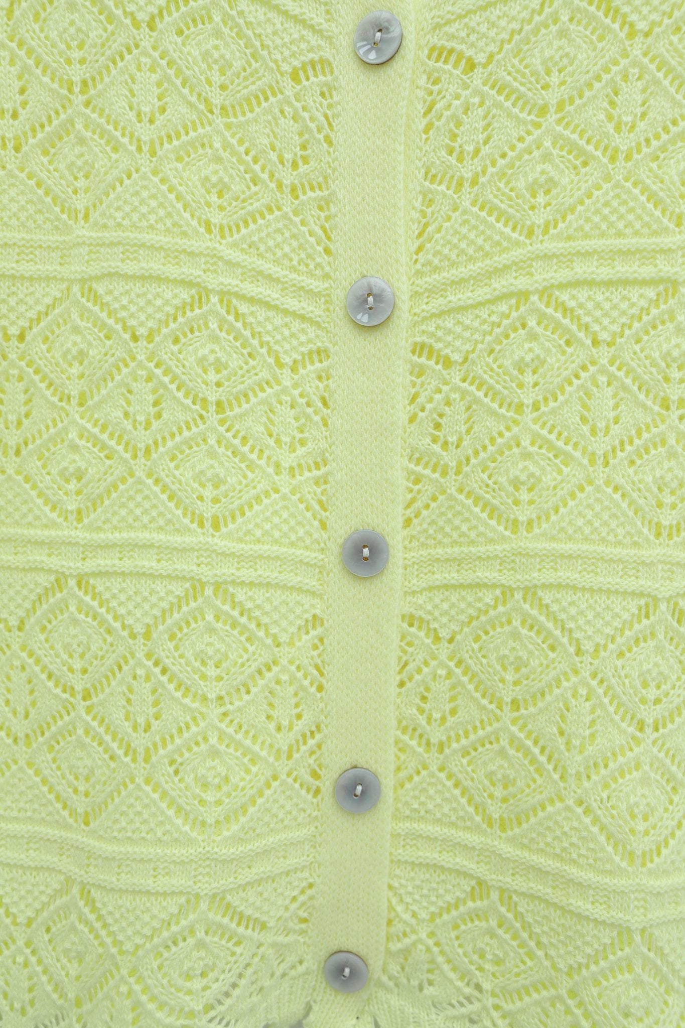 Buttoned Patterned Openwork Knit Cardigan - Yellow - Podyumplus - by Peralane - photo 5