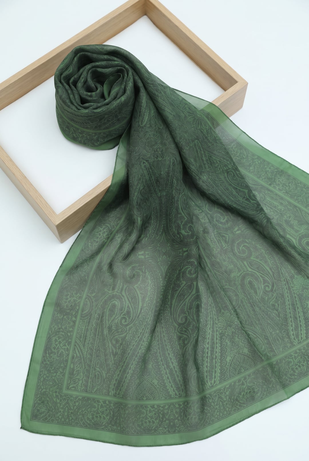 Ethnic Print Voile Scarf - Green - Podyumplus - by Peralane