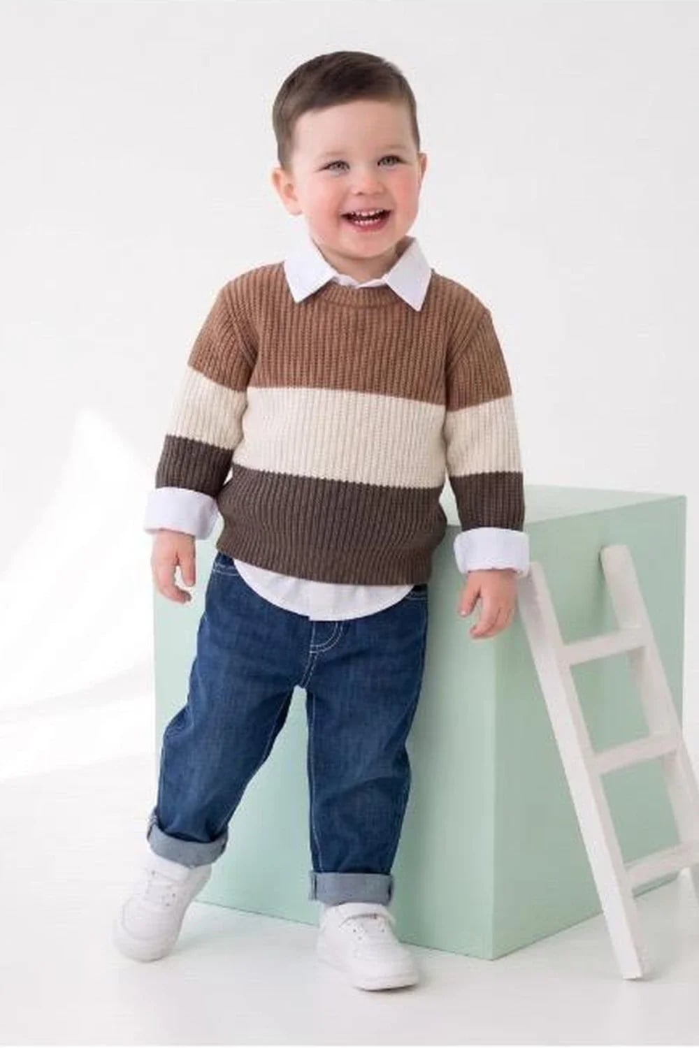 Boys' Knit Sweater and Shirt Set - Brown - Has Bereket - by Peralane