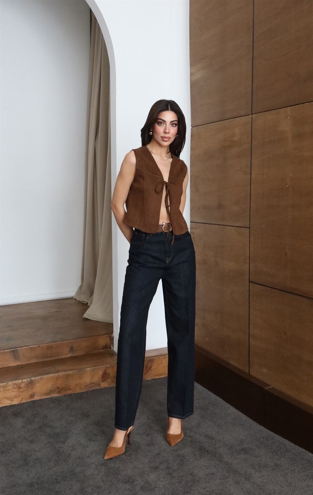 High Waist Belt Detail Balloon Fit Rinse Jean Trousers - Lacarino Jeans - by Peralane - photo 4