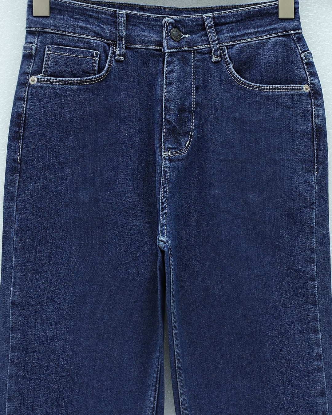 Pocketed Flared Lycra Zip Jeans - Dark Blue - Podyumplus - by Peralane - photo 7