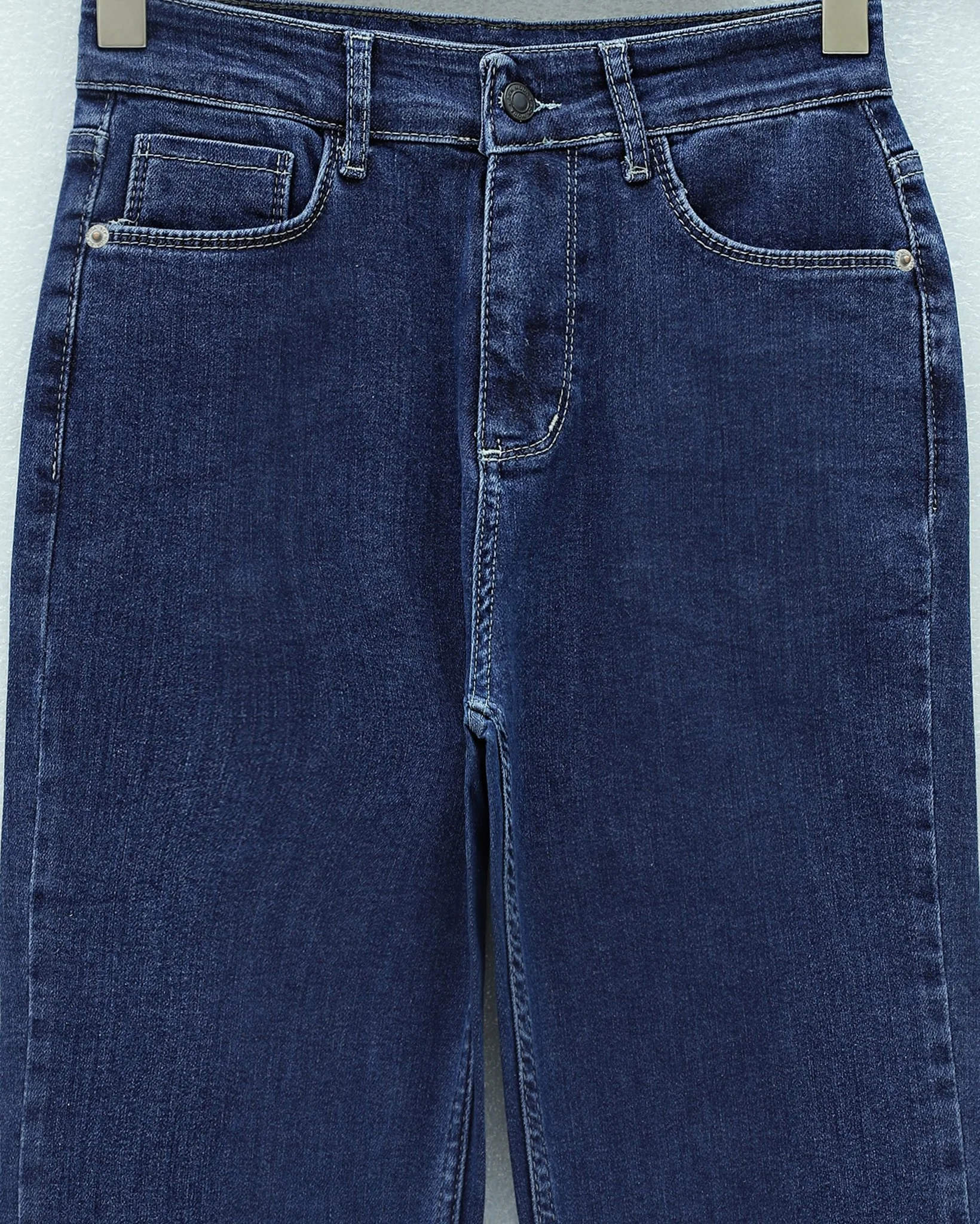 Pocketed Flared Lycra Zip Jeans - Dark Blue - Podyumplus - by Peralane - photo 7