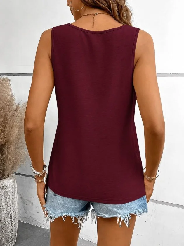 Women's Sleeveless V-Neck Blouse in Burgundy - Janes - by Peralane - photo 3
