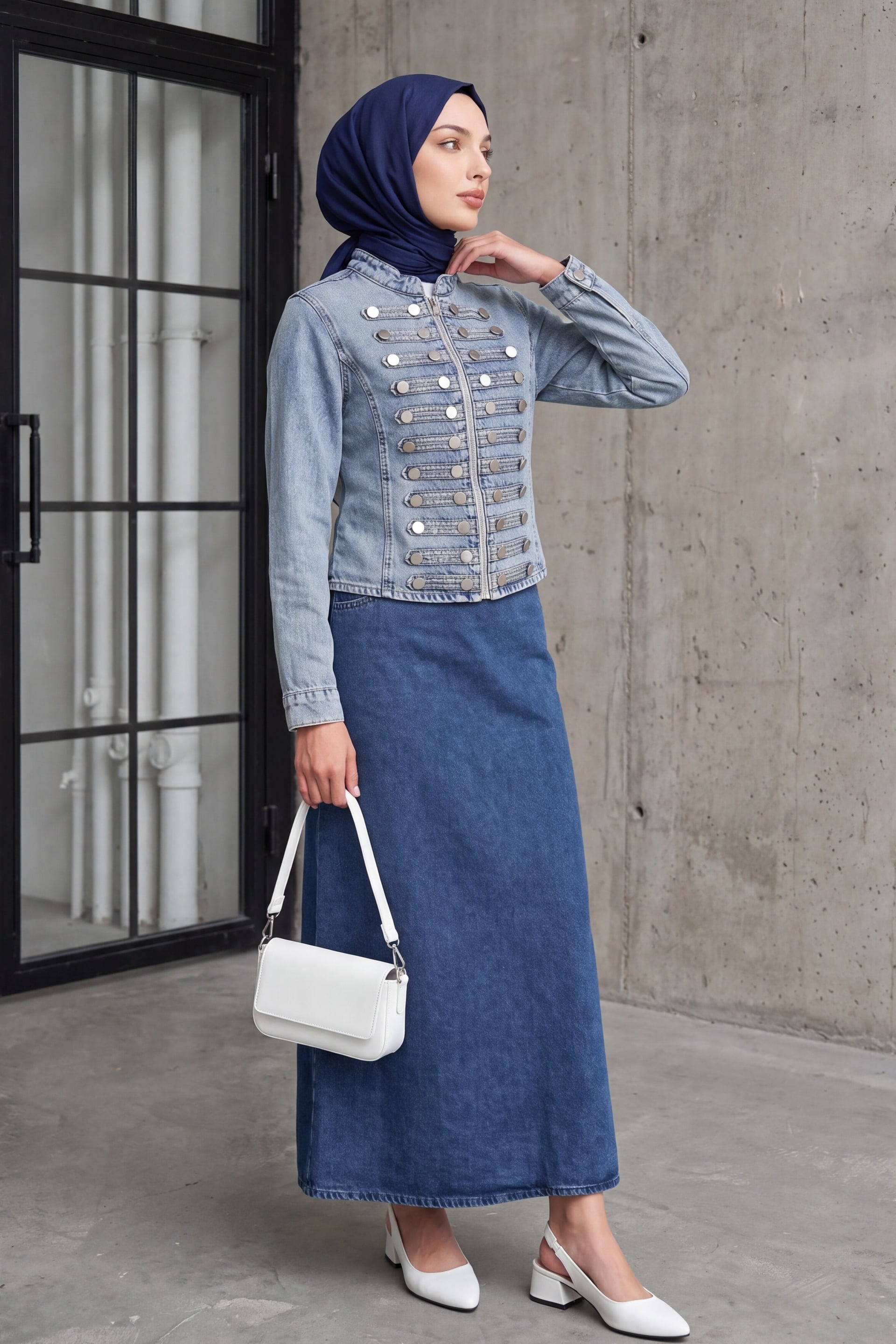 Women's Slim Fit Button Denim Jacket 0764 - Light Blue - Bigdart - by Peralane - photo 3