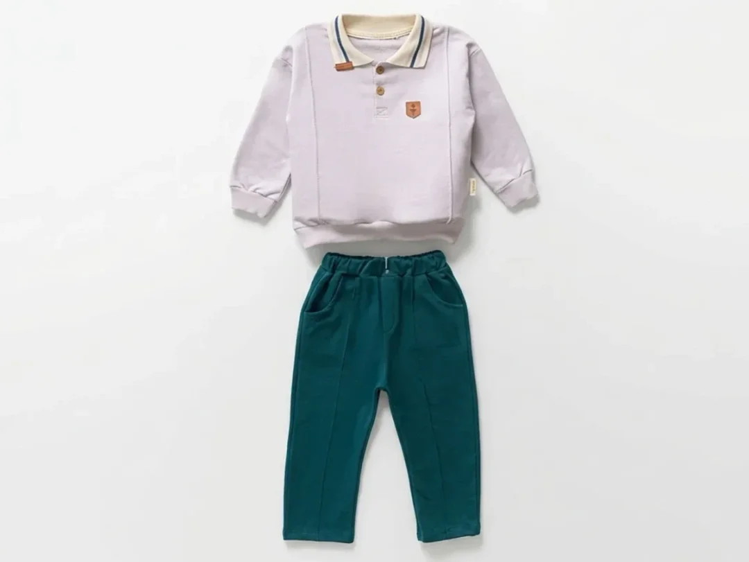 Boys' Two-Piece Set with Crest Detail - Grey - Vovido - by Peralane