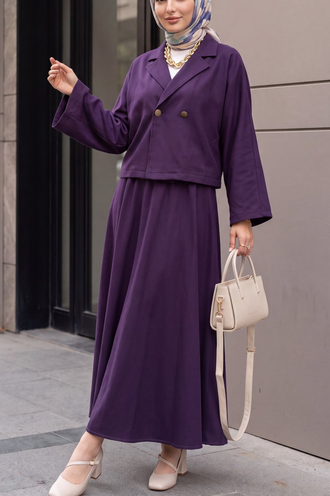 Single Button Felt Skirt Suit - Purple - Podyumplus - by Peralane - photo 6