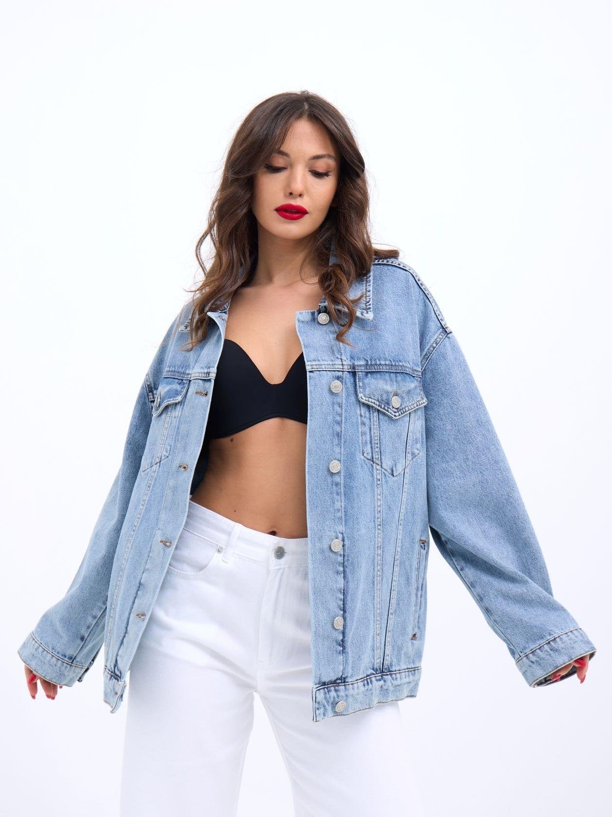 Women's Light Blue Denim Jacket - Fame - by Peralane - photo 2