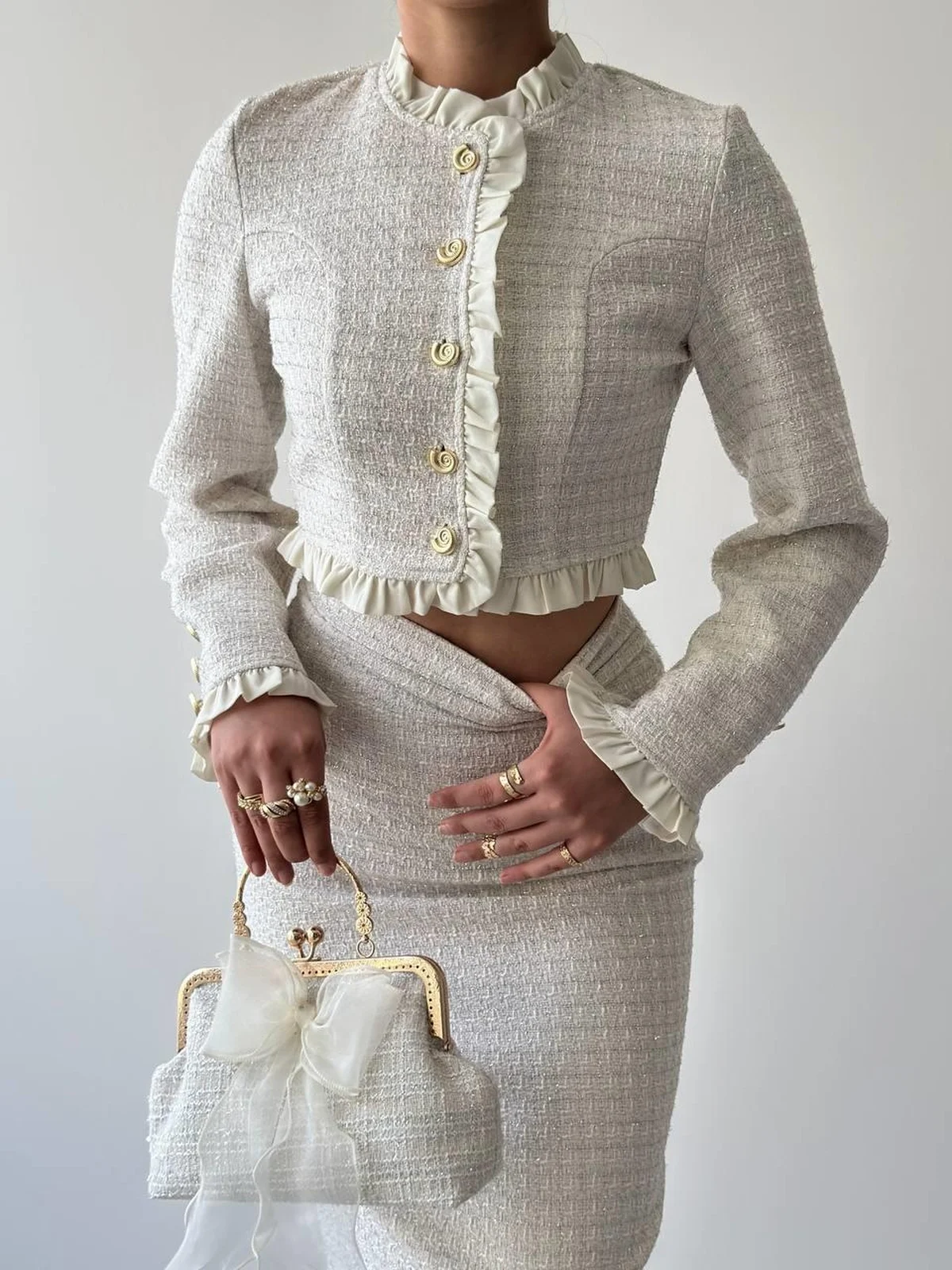 Felici Button Detail Two-Piece Set in Ecru - Etika - by Peralane - photo 8