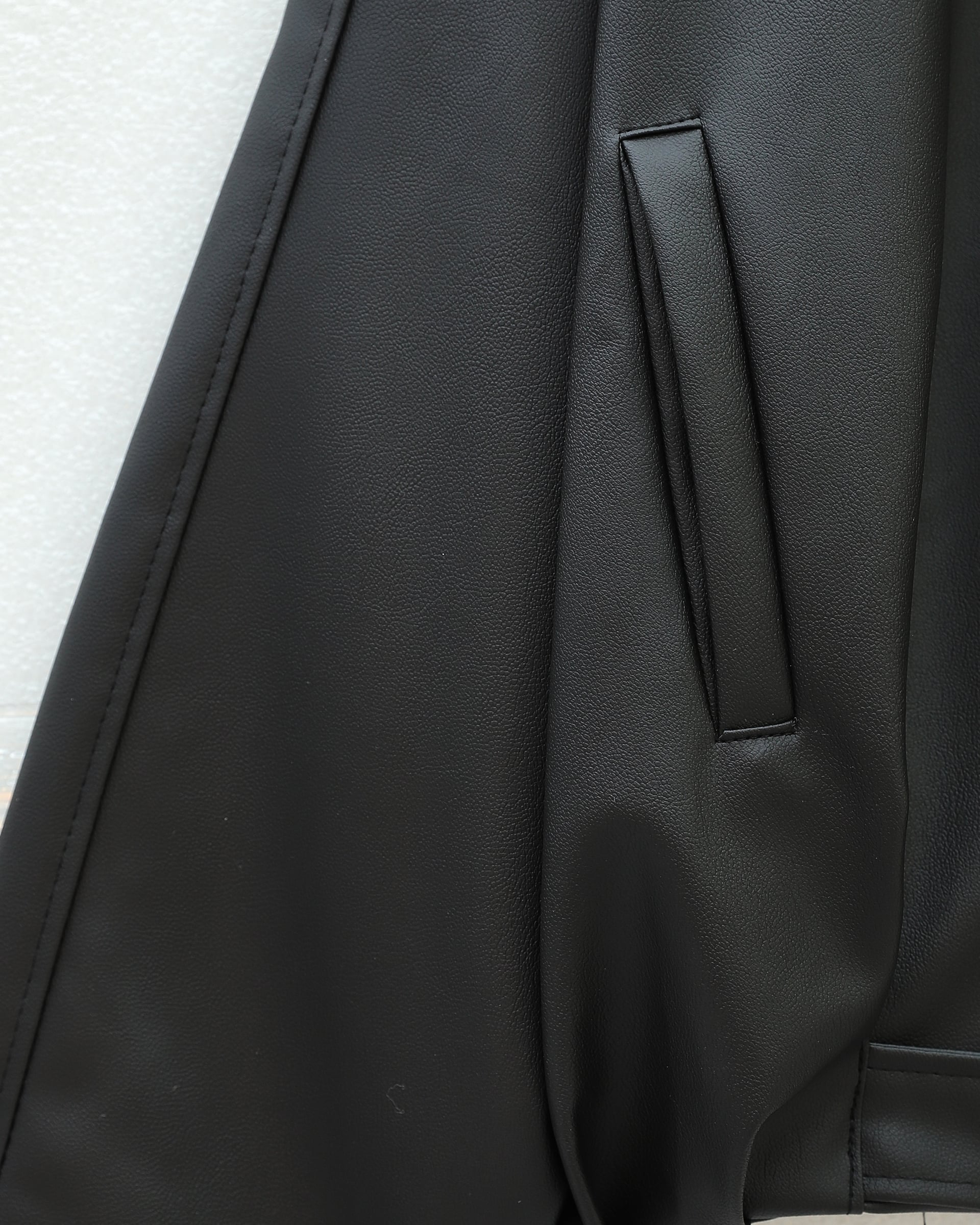 Black Faux Leather Belted Jacket with Buckle Detail - Podyumplus - by Peralane - photo 5