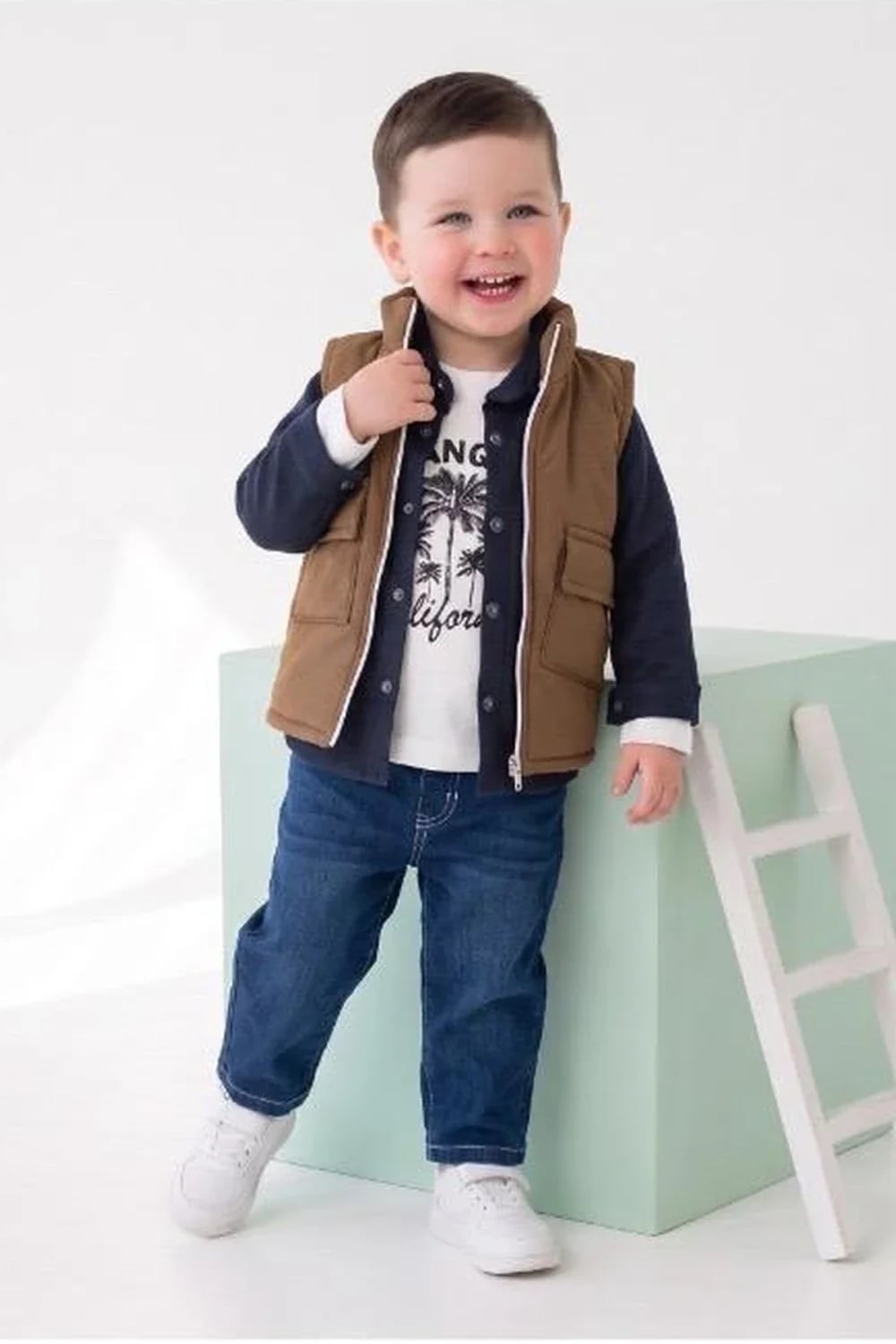 Boys' 4-Piece Vest Set (Milk Coffee) - Ages 9-36 Months - Has Bereket - by Peralane