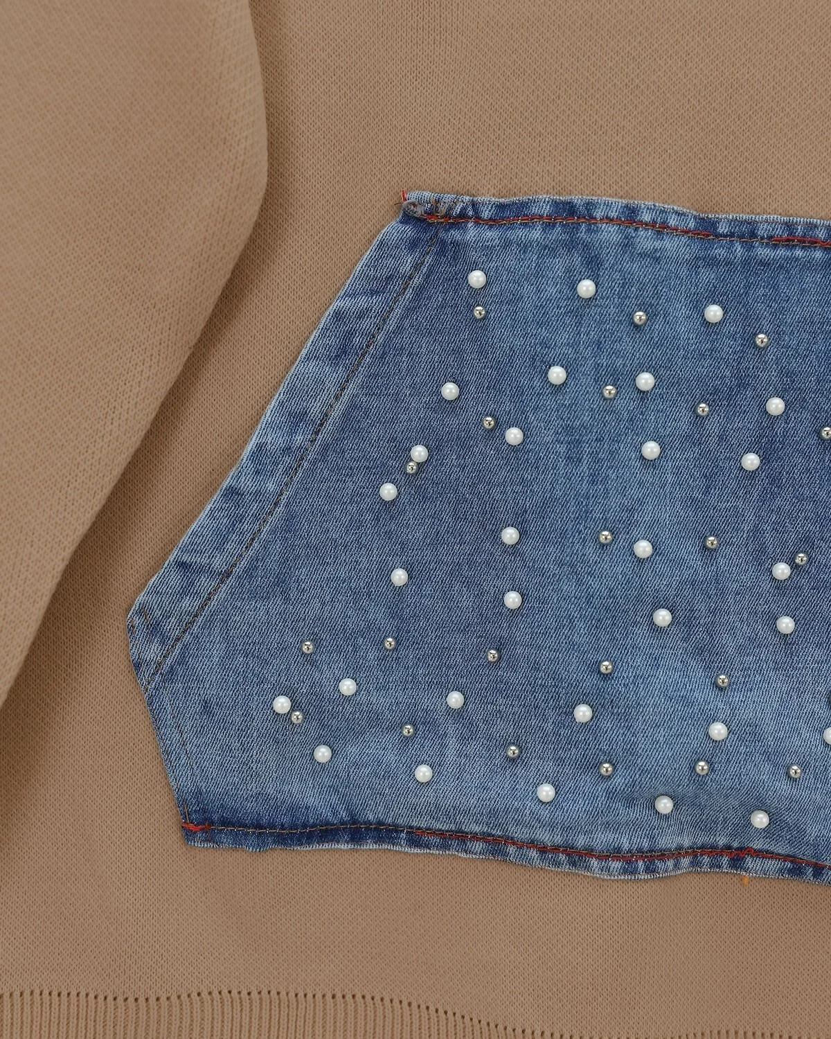 Knit Co-ord Set with Denim Patch Pocket - Camel - Podyumplus - by Peralane - photo 4