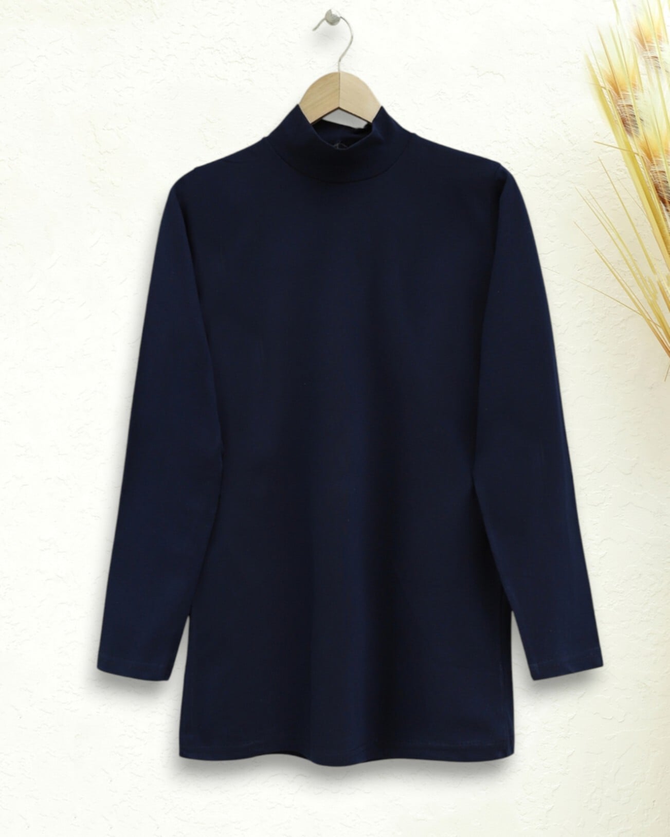 Women's Half Turtleneck Long-Sleeve Top - Navy - Podyumplus - by Peralane