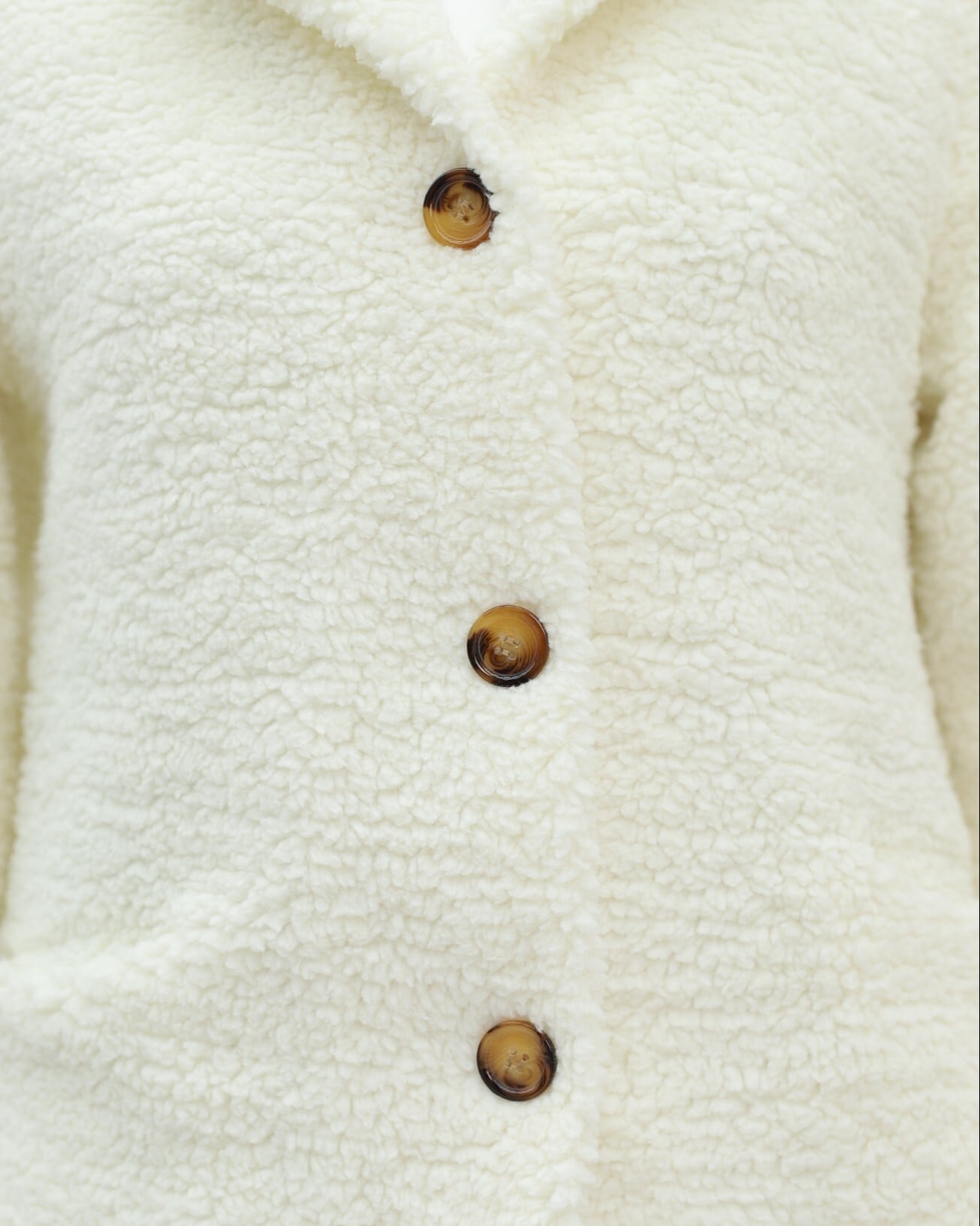 Cream Plush Buttoned Lined Long Coat with Front Pockets - Podyumplus - by Peralane - photo 3
