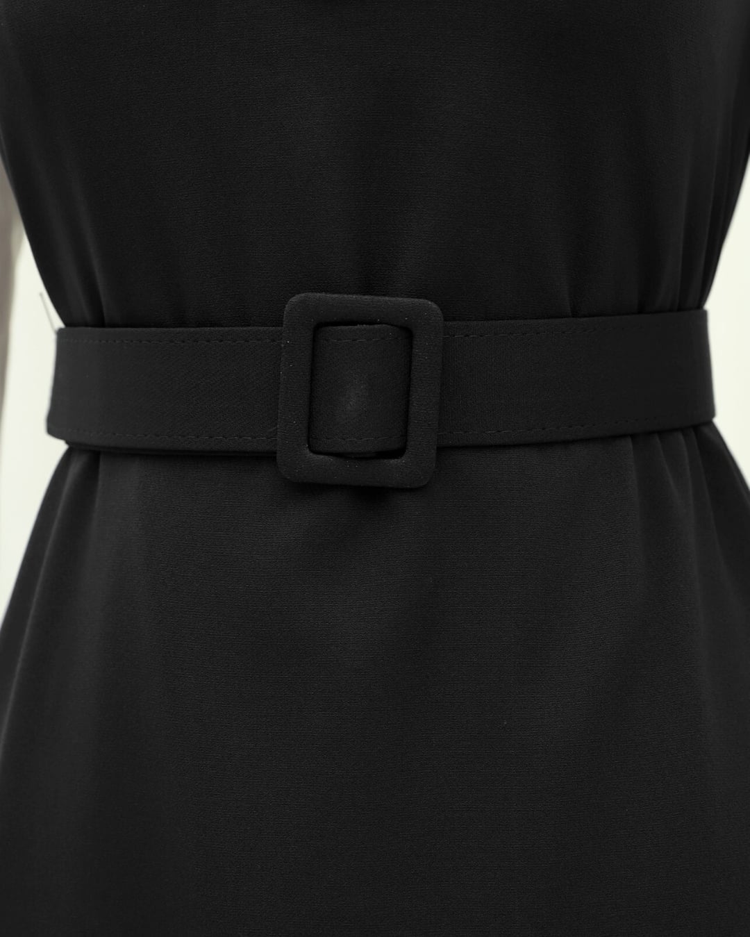 Black V-Neck Ruffle Trim Belted Midi Dress - Podyumplus - by Peralane - photo 8