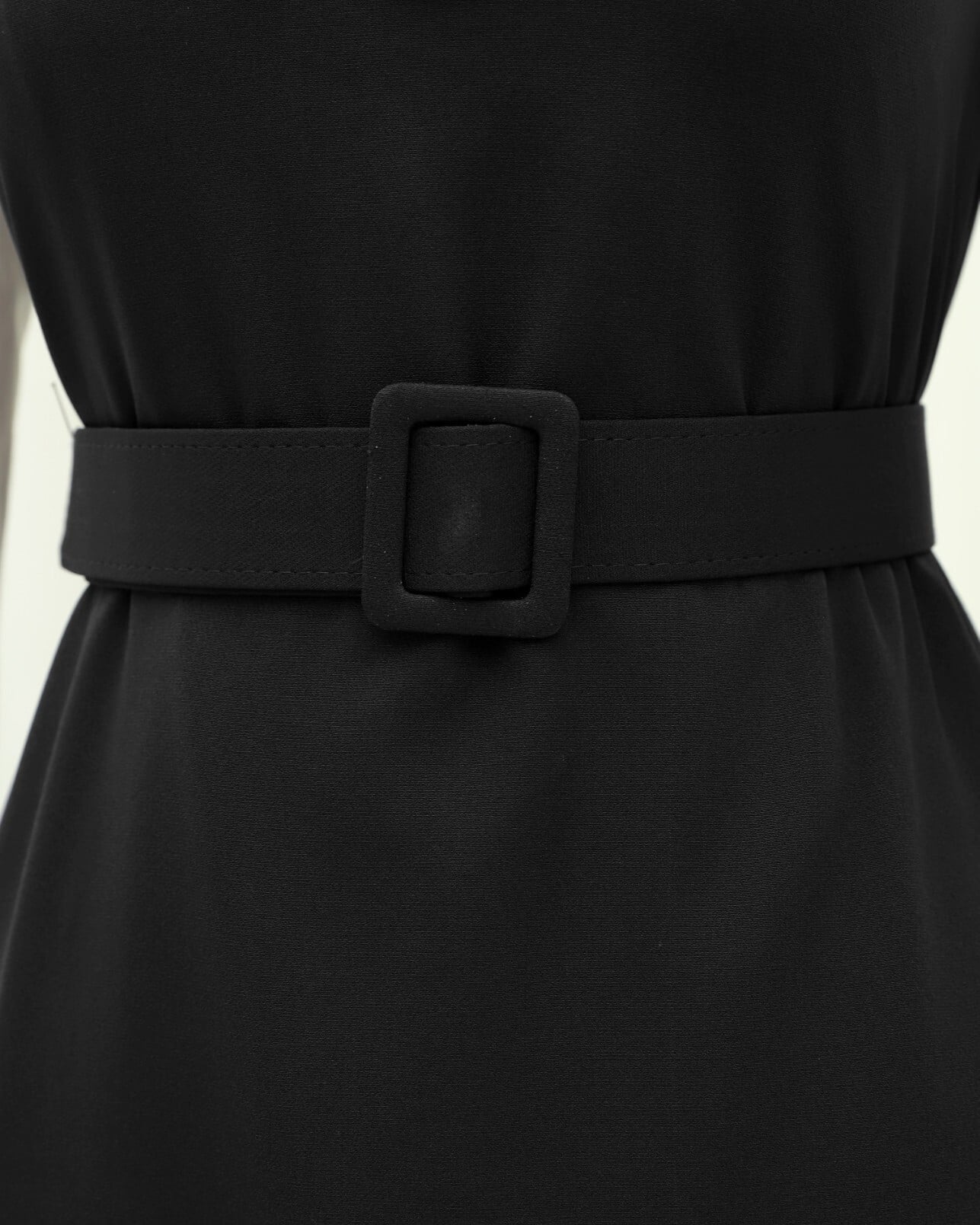 Black V-Neck Ruffle Trim Belted Midi Dress - Podyumplus - by Peralane - photo 8