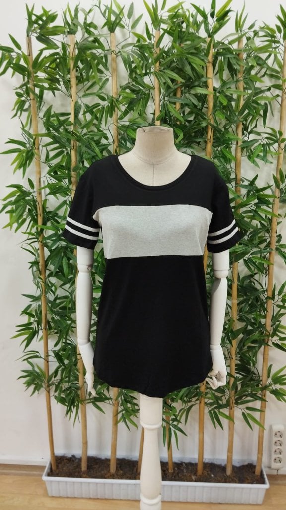 Women's Short-Sleeved Round Neck Two-Tone Viscose Blouse - Janes - by Peralane - photo 4