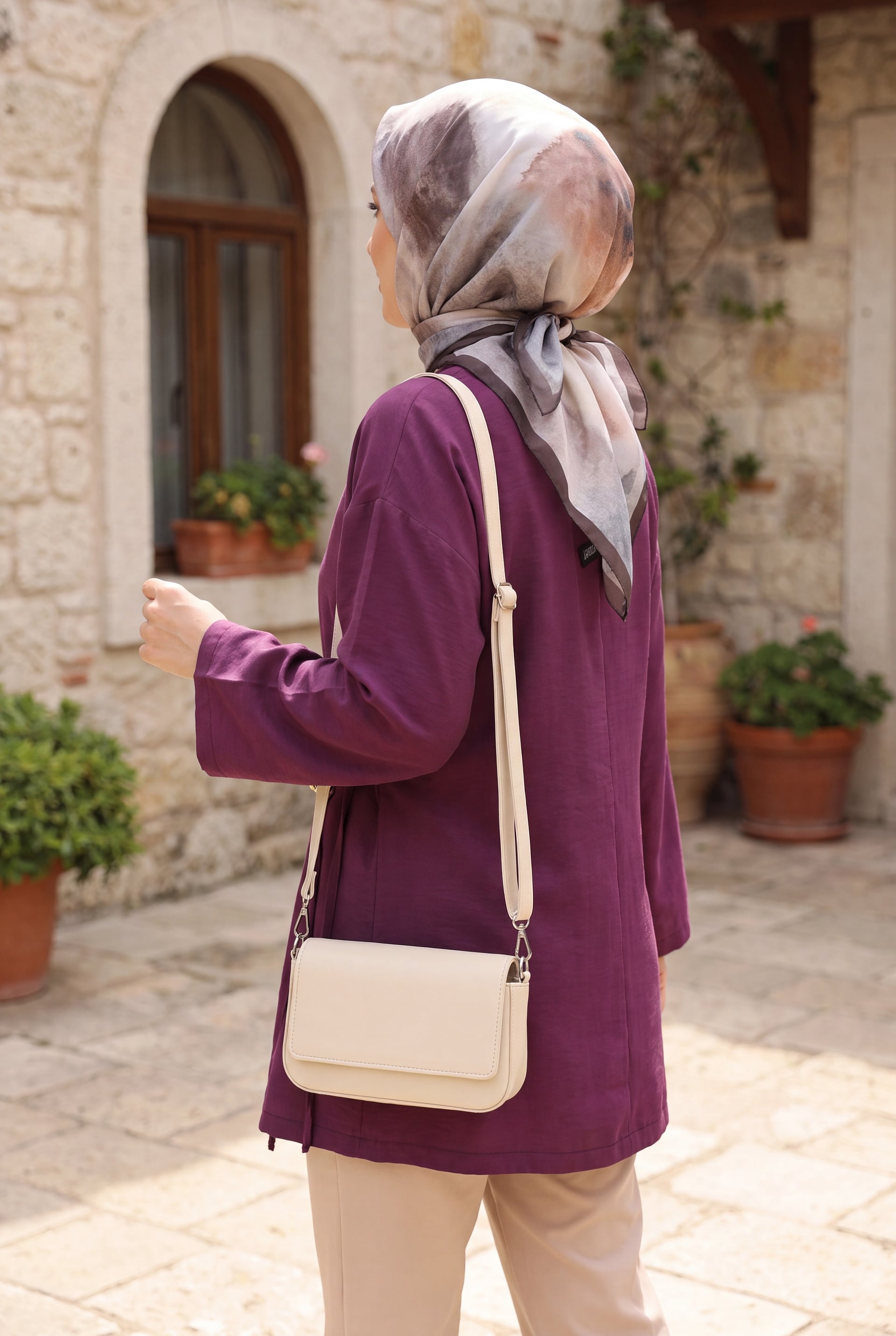 Side Cross Tie Buckle Modal Tunic - Deep Plum - Podyumplus - by Peralane - photo 4