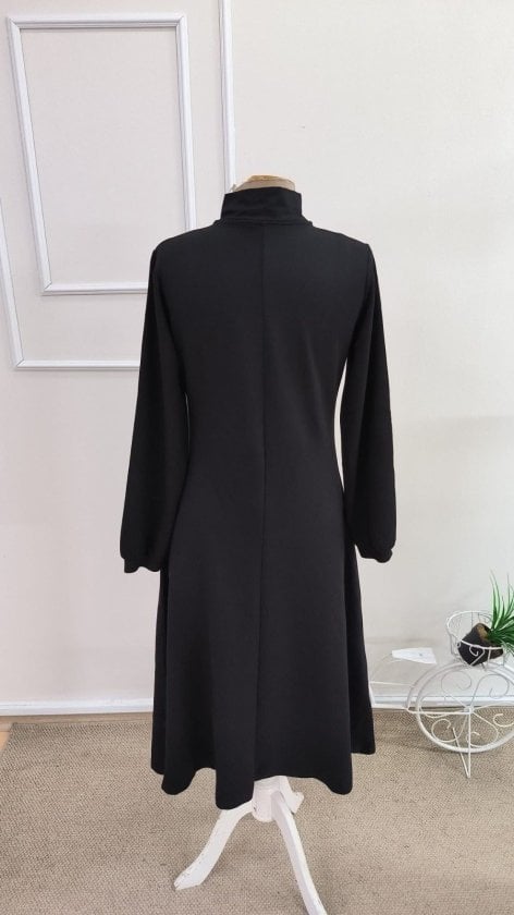 Women's Long-Sleeved Zip Midi Viscose Two-Thread Dress - Janes - by Peralane - photo 6