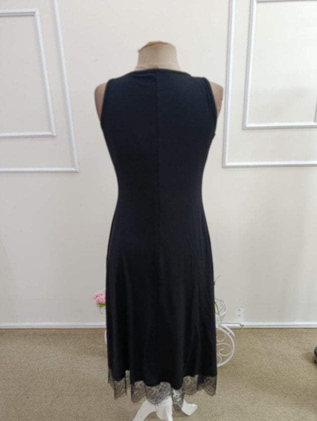 Women's Sleeveless Round Neck Midi Dress with Lace Trim - Janes - by Peralane - photo 5