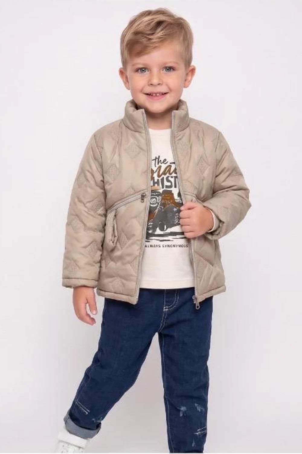 Boys' 3-Piece Quilted Jacket Set - Cream - Has Bereket - by Peralane