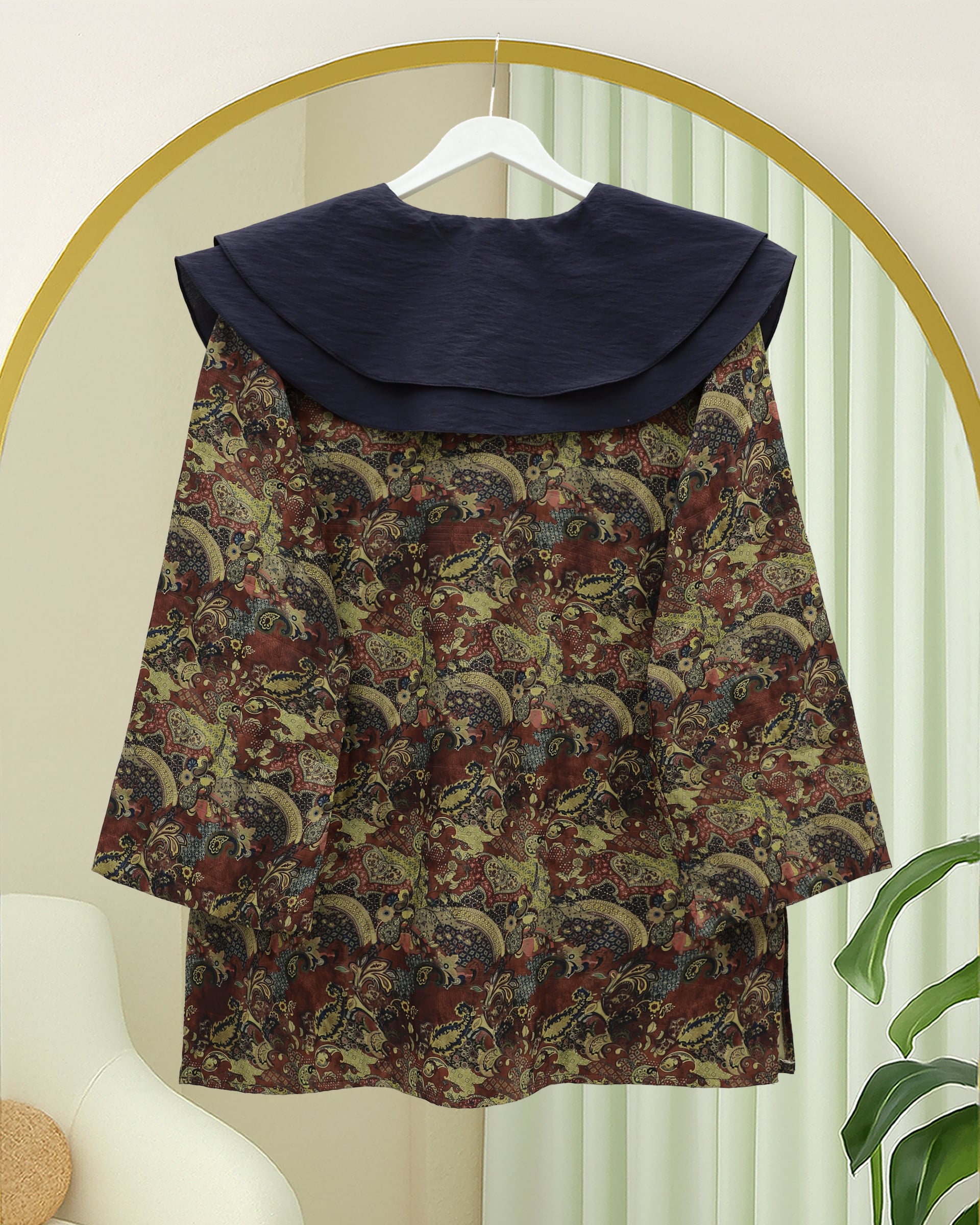 Paisley Print Tunik with Trousers - Burgundy and Navy - Podyumplus - by Peralane - photo 5