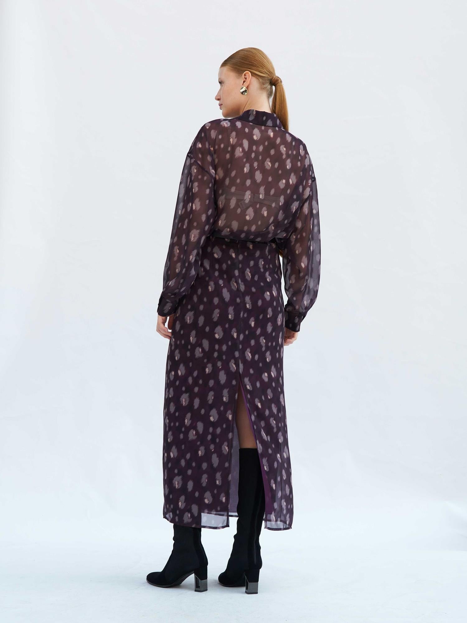 Patterned Maxi Skirt in Dark Purple - Lefon - by Peralane - photo 3