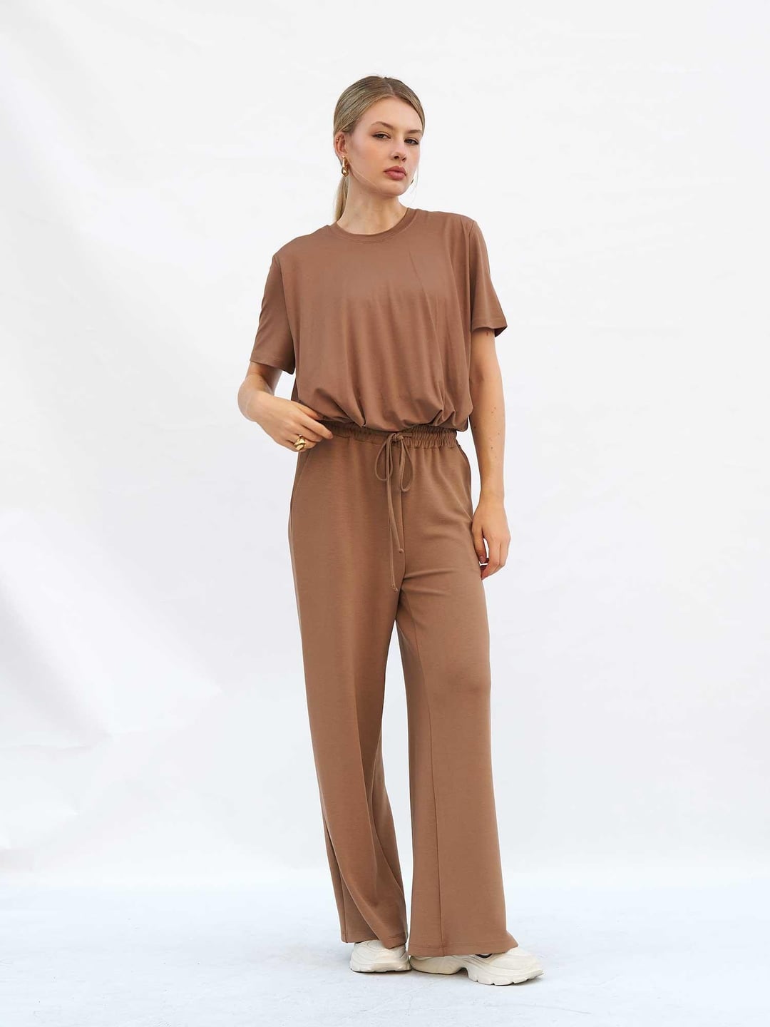 Balloon Sleeve Short-Sleeve T-Shirt and Trousers Set - Lefon - by Peralane - photo 2
