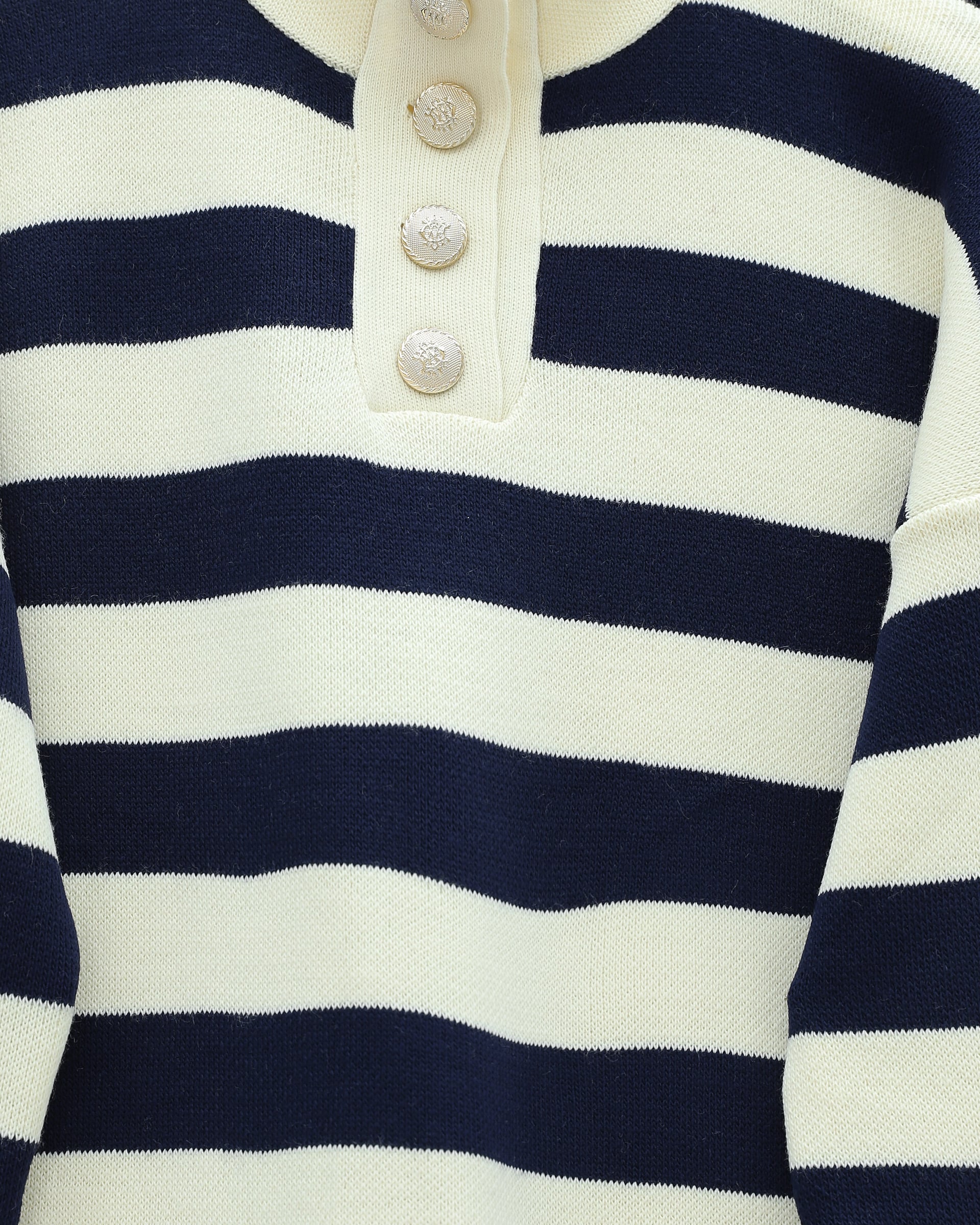 Half Turtleneck Buttoned Thick Striped Knit Lounge Set - Navy Blue - Podyumplus - by Peralane - photo 3