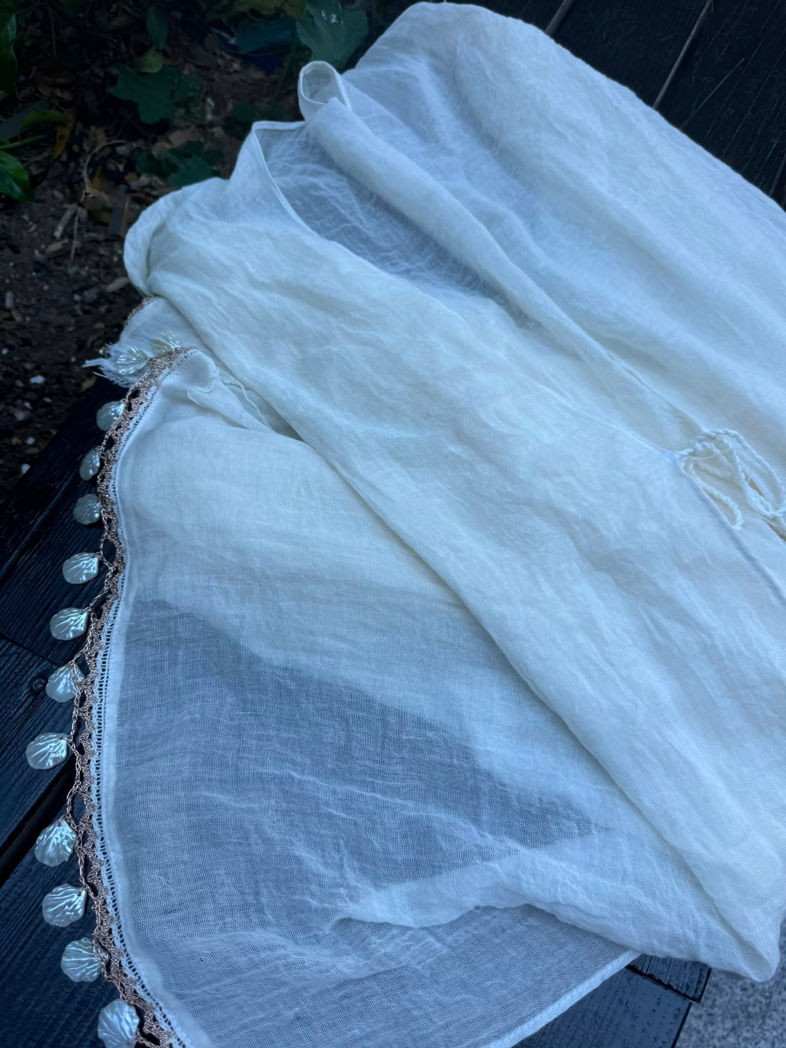White Crinkled Pareo with Shell and Bead Trim - 90x180 cm, 4-Pack - Nesvay - by Peralane - photo 4