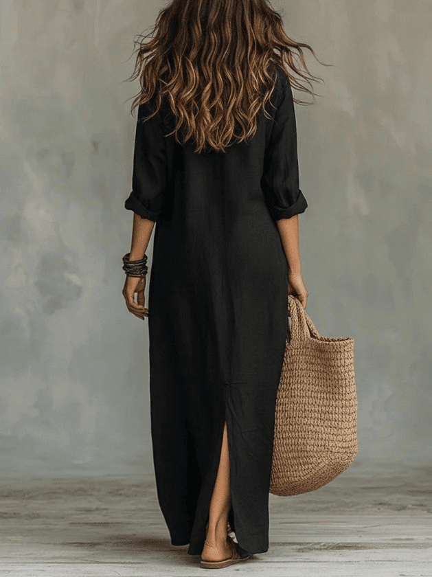 Women's Long-Sleeved Shirt Dress with Collar and Button Front - Janes - by Peralane - photo 3