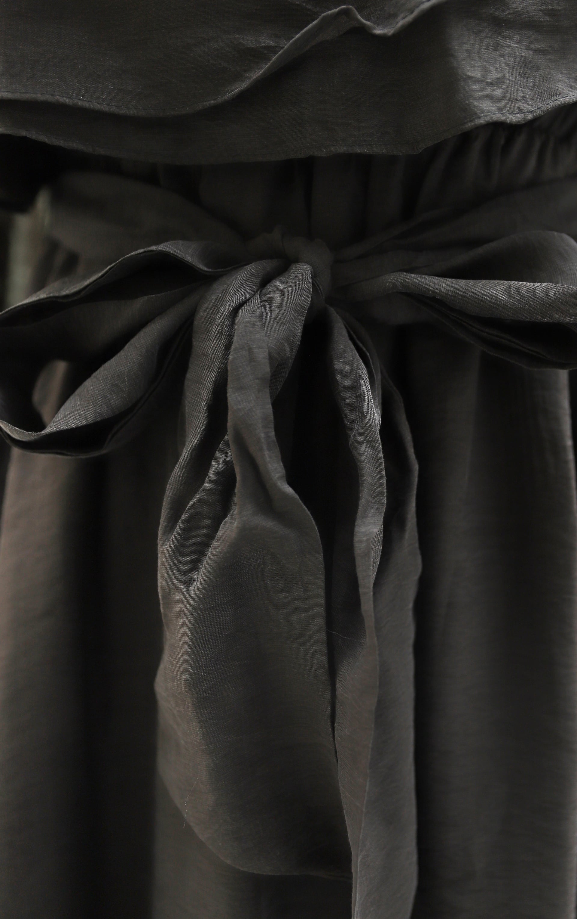 Dark Brown Tiered Ruffle Midi Dress with Balloon Sleeves and Tie Belt - Podyumplus - by Peralane - photo 8