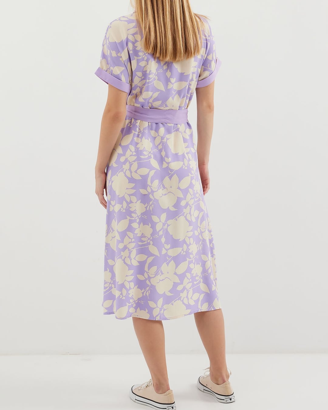 Lavender Floral Print Shirt Dress with Tie Belt - Bigdart - by Peralane - photo 6