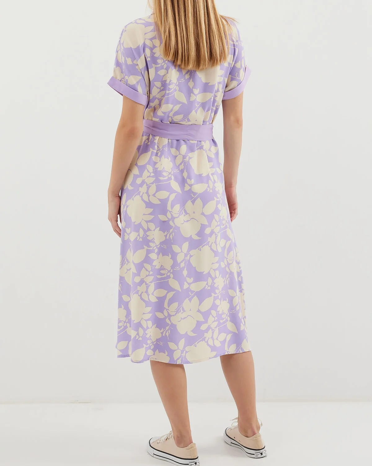 Lavender Floral Print Shirt Dress with Tie Belt - Wholeskop - by Peralane - photo 6