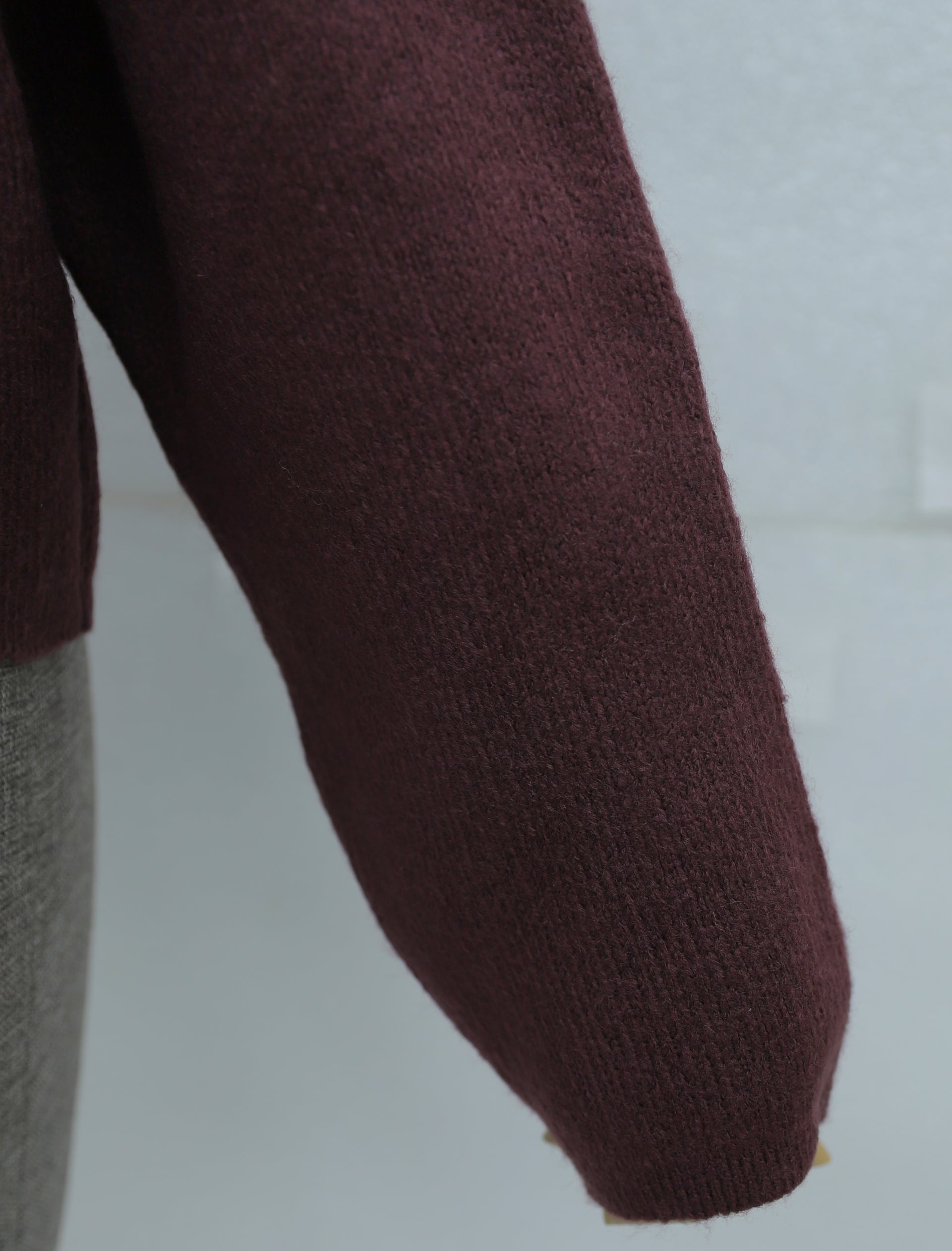 Polo Collar Zip Pocket Detail Knitted Cardigan - Burgundy - Podyumplus - by Peralane - photo 7
