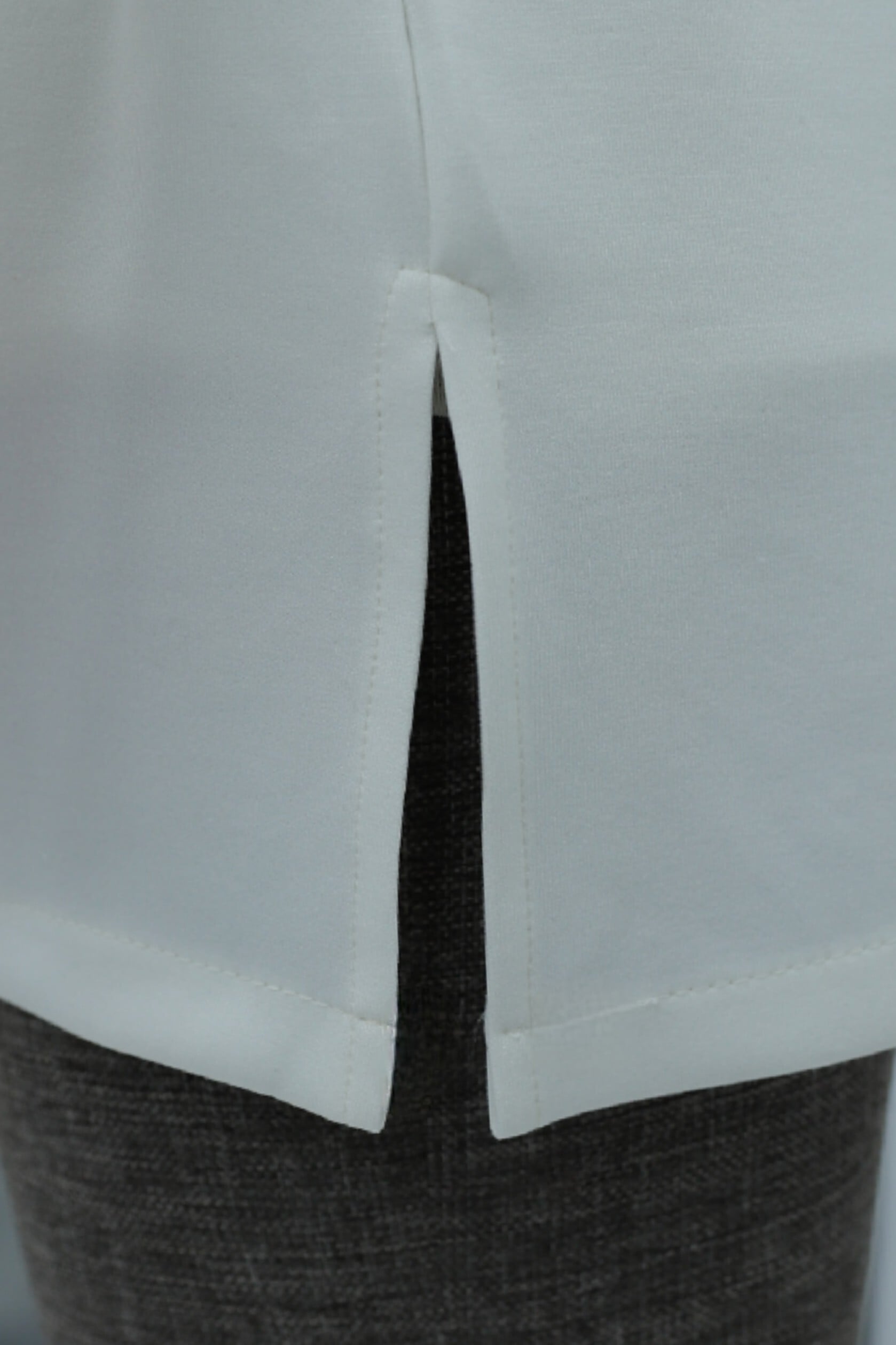 White Slit Neck Tie Waist Knit Sweatshirt Tunic - Podyumplus - by Peralane - photo 8
