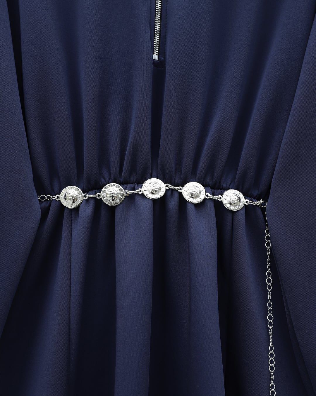 Navy Blue Half-Zip Scuba Dress with Belt - Podyumplus - by Peralane - photo 4