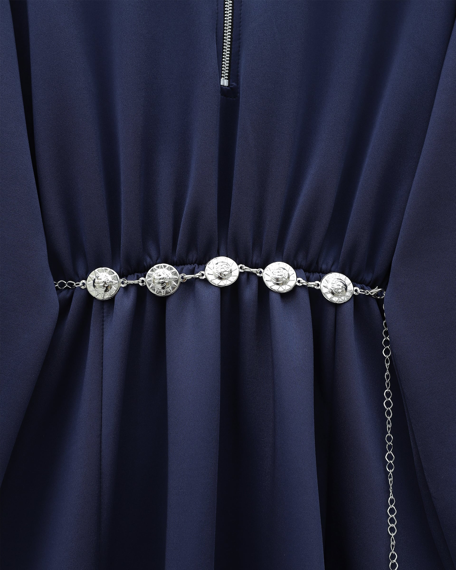 Navy Blue Half-Zip Scuba Dress with Belt - Podyumplus - by Peralane - photo 4