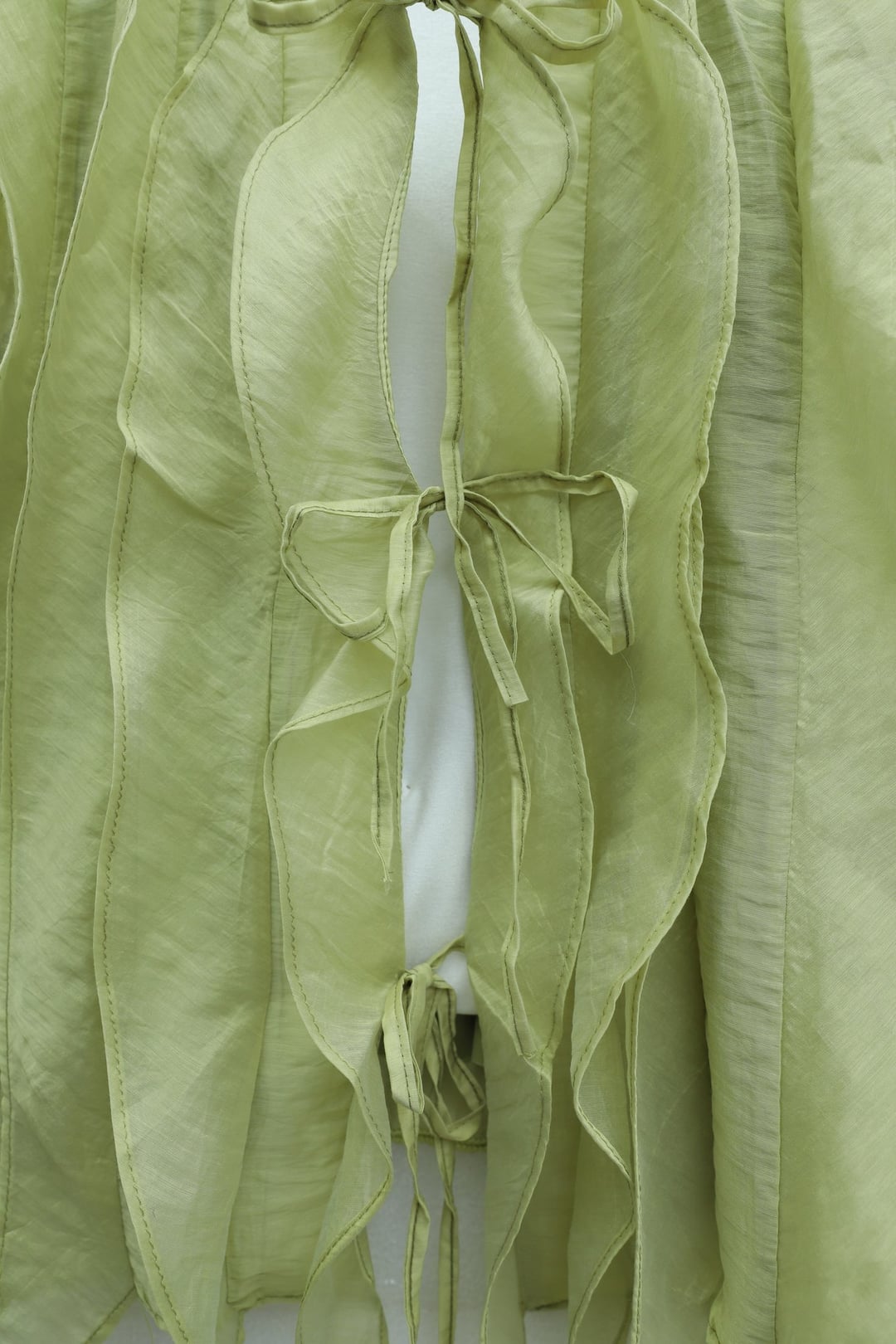 Front Tie Ruffled Lined Asymmetric Cupro Two-Piece Set - Olive Green - Podyumplus - by Peralane - photo 7