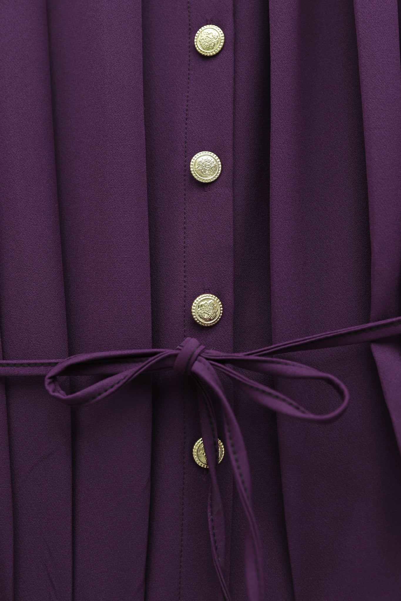 Pleated Front Buttoned Wrap Waist Skirted Crepe Co-ord Set - Plum - Podyumplus - by Peralane - photo 4