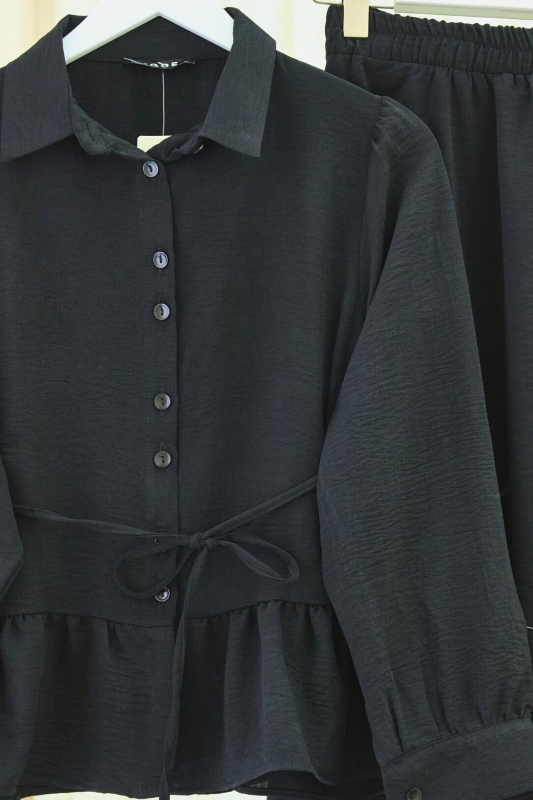 Black Two-Piece Modest Set with Long-Sleeved Blouse and Maxi Skirt - Podyumplus - by Peralane - photo 7