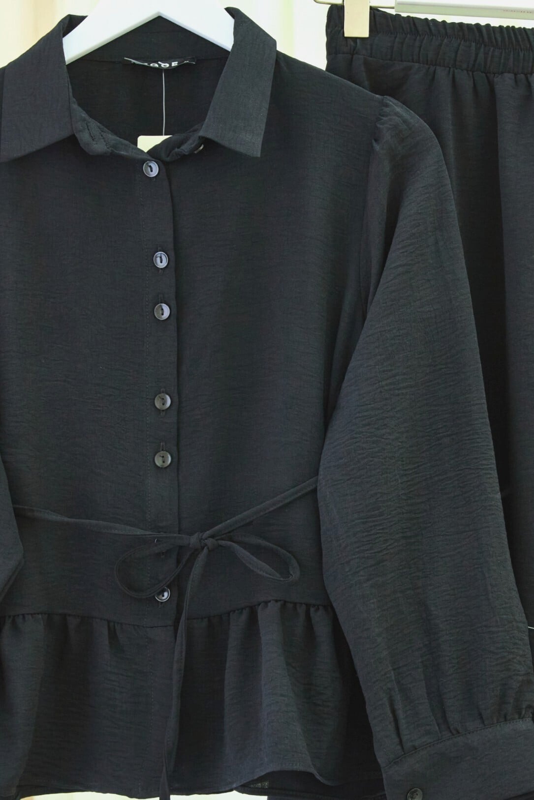 Black Two-Piece Modest Set with Long-Sleeved Blouse and Maxi Skirt - Podyumplus - by Peralane - photo 7