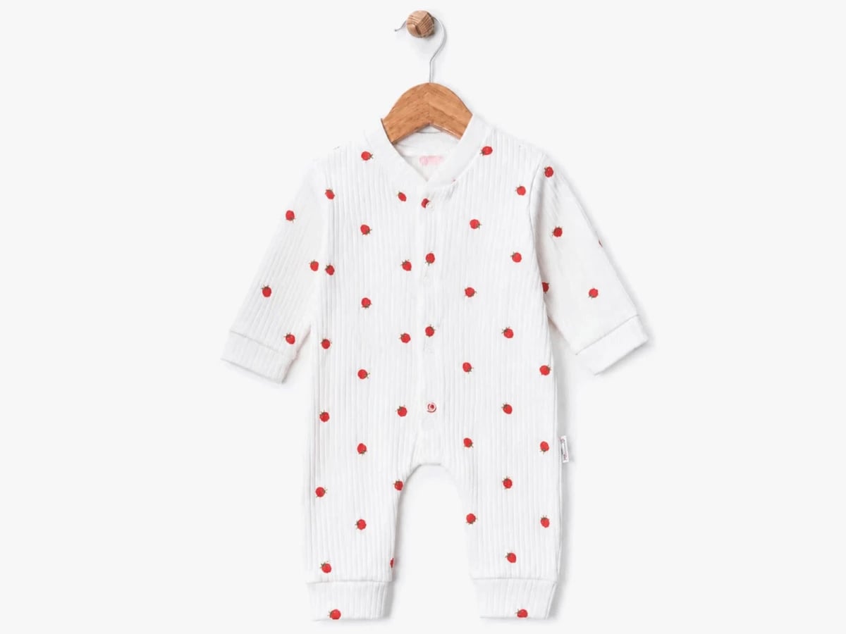 Girls' Strawberry Print Long-Sleeve Romper (Pack of 3) - Supermini - by Peralane