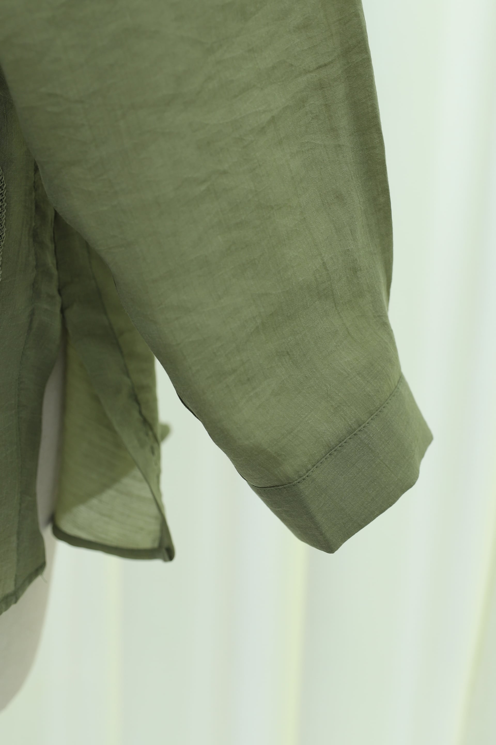 Asymmetric Embroidered Buttoned Tulle Voile Tunic - Khaki - Podyumplus - by Peralane - photo 9