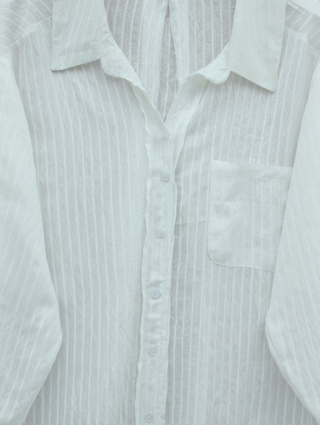 White V-Neck Striped Sheer Blouse from Two-Piece Set - Podyumplus - by Peralane - photo 6
