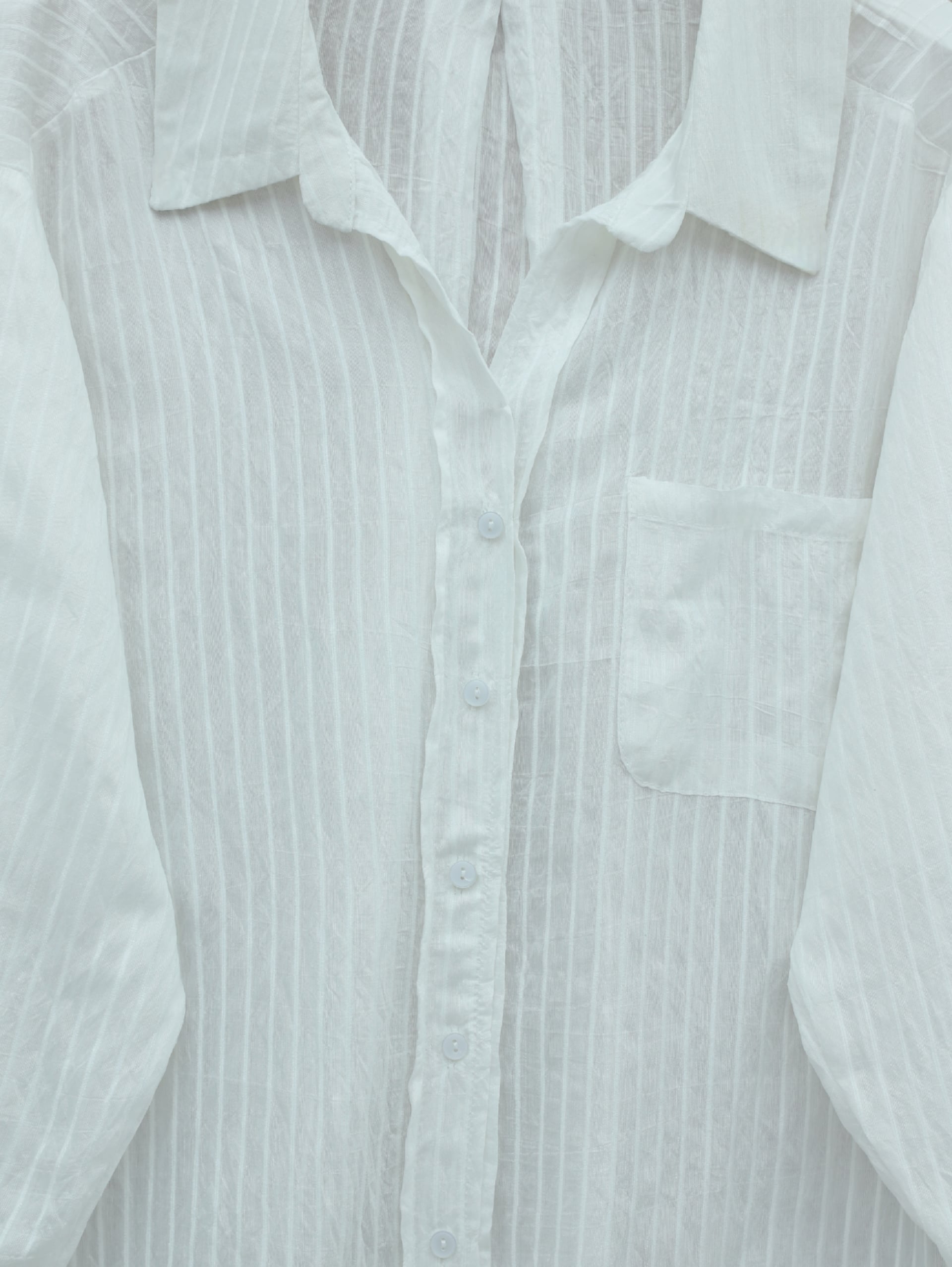 White V-Neck Striped Sheer Blouse from Two-Piece Set - Podyumplus - by Peralane - photo 6